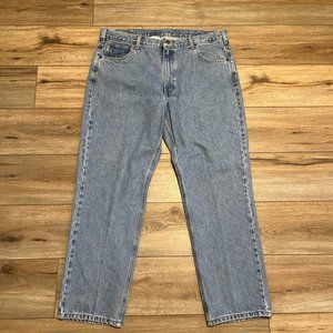 Men's Carhartt Traditional Fit Denim Jeans SZ 40x30 Blue Light Wash Work B18 STW
